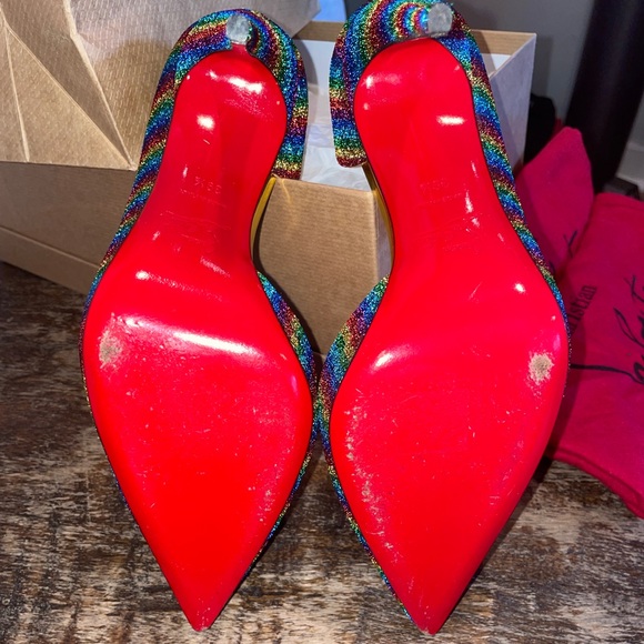 Christian Louboutin Iriza 100mm Lurex Arc En Ciel - multicolored rainbow! - Picture 6 of 7